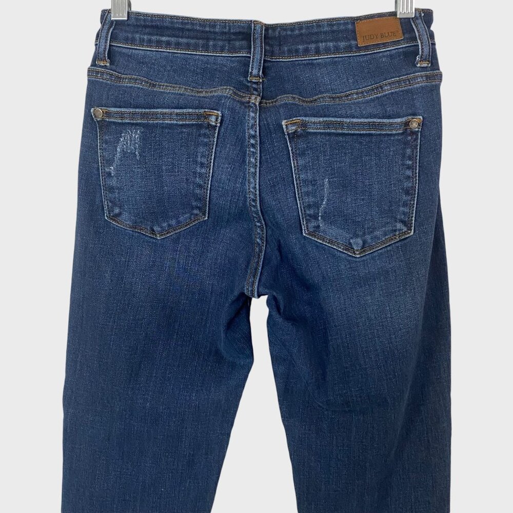 Judy Blue Slim Fit Denim Jeans Blue Women's Size 26 Mid-Rise Distressed Tapered - Picture 6 of 10
